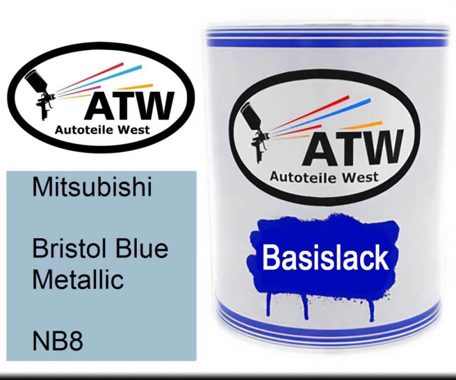 Mitsubishi, Bristol Blue Metallic, NB8: 1L Lackdose, von ATW Autoteile West.